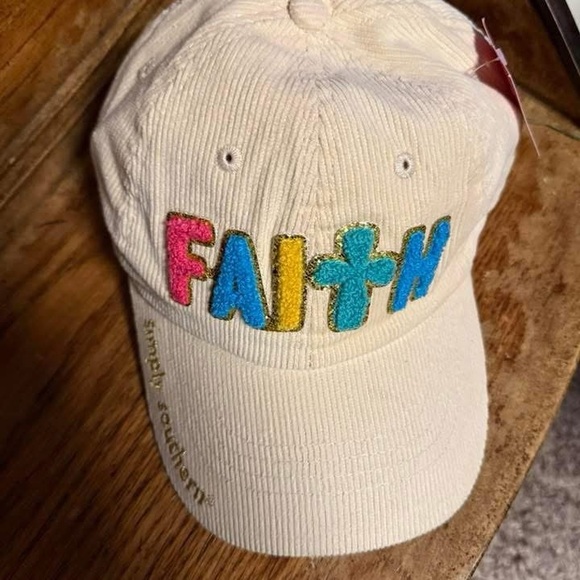 Simply Southern Accessories - Simply Southern Cream Cap with Colorful Faith Embroidery